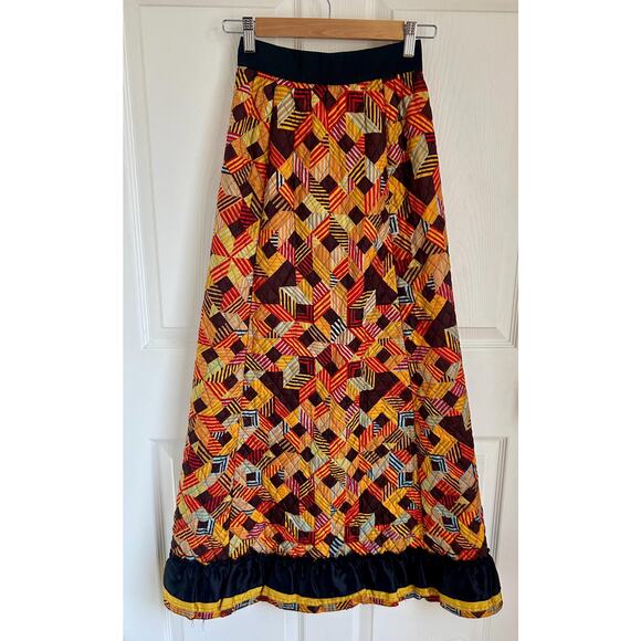 1970's Colorful Quilted Maxi Skirt by Youth Guild Size Extra Small | 70's Style - Picture 6 of 7